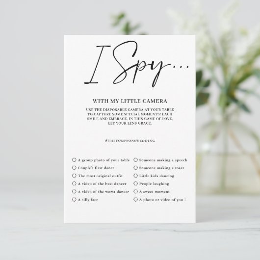 Leg de liefde vast Foto Spion Huwelijksspel Menu (Staand voorkant)