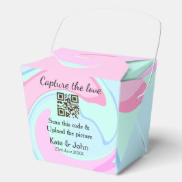 Leg de liefde vast, QR-scan marmer roze blauw mix Bedankdoosjes