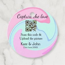 Leg de liefde vast voeg QR scan marmer roze blauw  Bedankjes Labels