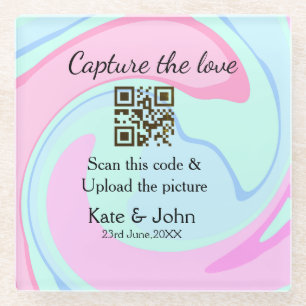 Leg de liefde vast voeg QR scan marmer roze blauw Glazen Onderzetter