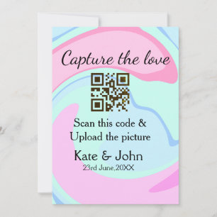 Leg de liefde vast voeg QR scan marmer roze blauw  Kaart