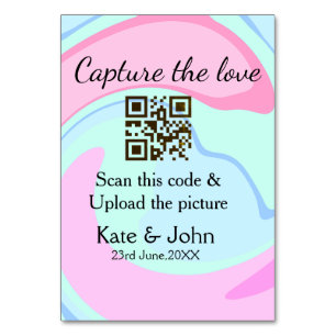 Leg de liefde vast voeg QR scan marmer roze blauw Kaart