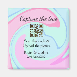 Leg de liefde vast voeg QR scan marmer roze blauw  Magneet
