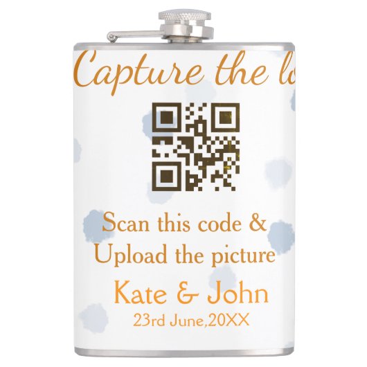 Leg de liefde vast voeg QR scan toe upload afbeeld Heupfles (Voorkant)