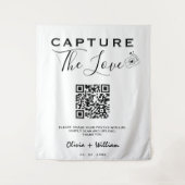 Leg de Liefde Vaste Moderne QR Code Trouw Achtergr Wandkleed (Voorkant)