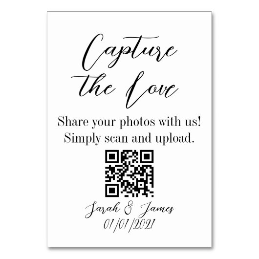 Leg de liefde Wedding QR code tabel teken Kaart (Achterkant)