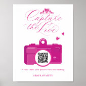 Leg de Love Quinceanera Pink Camera QR-code vast Poster (Voorkant)