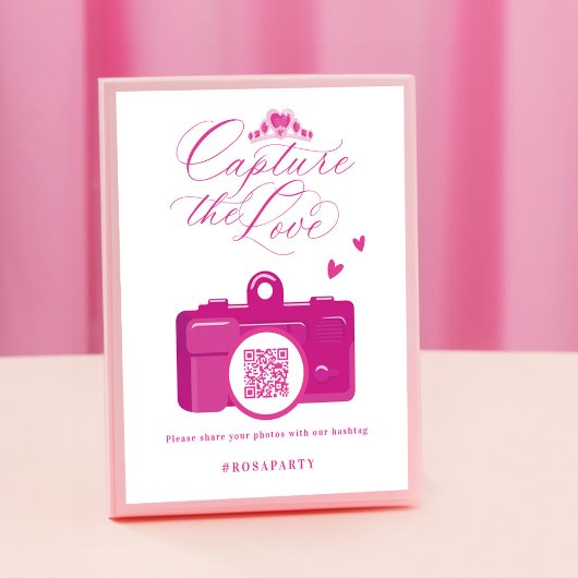 Leg de Love Quinceanera Pink Camera QR-code vast Poster