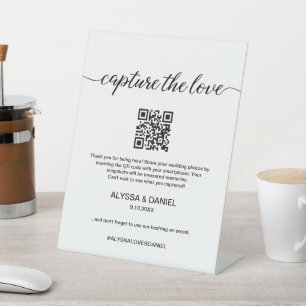 Leg de Love Wedding Hashtag vast DEEL QR CODE Reclamebord Met Voetstuk