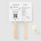 Leg de Love Wedding QR Code Kaart, fotokaart vast Handwaaier (Voorkant en achterkant)