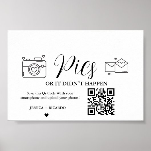 Leg de Love Wedding QR Code Kaart Fotokaart vast Poster (Voorkant)