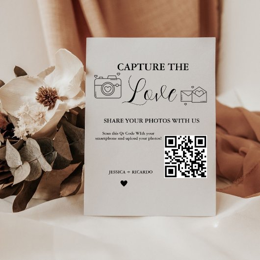Leg de Love Wedding QR Code Kaart Fotokaart vast Reclamebord Met Voetstuk