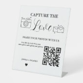 Leg de Love Wedding QR Code Kaart Fotokaart vast Reclamebord Met Voetstuk (Voorkant)