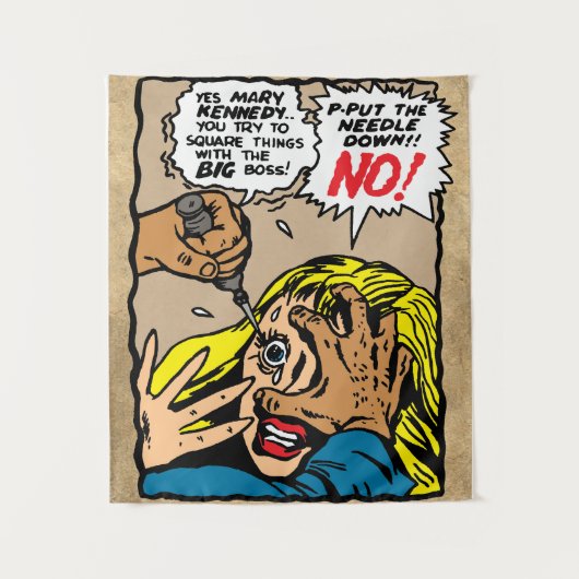 "Leg de naald neer!" Wandbekleding Wandkleed (Voorkant)