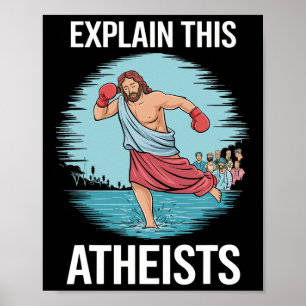 Leg deze atheïsten uit Jezus Bokshandschoenen Grap Poster