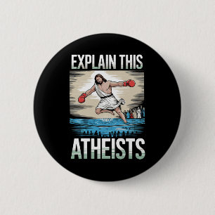 Leg deze atheïsten uit Jezus Bokshandschoenen Grap Ronde Button 5,7 Cm
