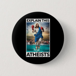 Leg deze atheïsten uit Jezus Bokshandschoenen Grap Ronde Button 5,7 Cm