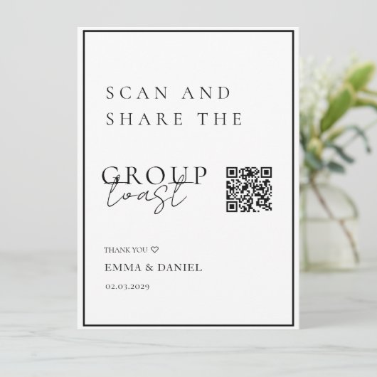 Leg elk moment vast - QR-code voor bruiloft - Foto (Staand voorkant)