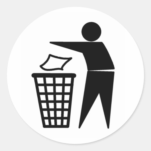 Leg het in de bak ronde sticker (Voorkant)