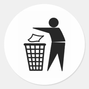 Leg het in de bak ronde sticker