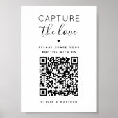Leg het liefdesteken vast. Zwart-wit QR-code bruil Poster (Voorkant)