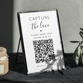 Leg het liefdesteken vast. Zwart-wit QR-code bruil Poster