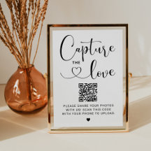 Leg het Love QR Code Heart Script Wedding Sign vas