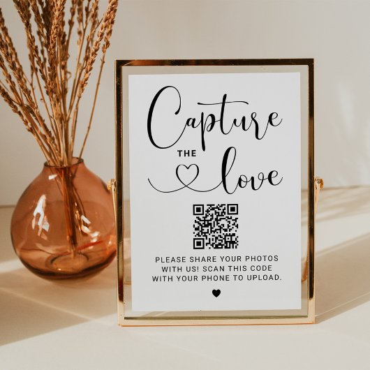 Leg het Love QR Code Heart Script Wedding Sign vas Kaart