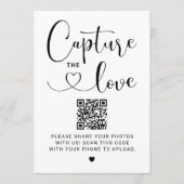 Leg het Love QR Code Heart Script Wedding Sign vas Kaart (Voorkant)