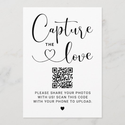 Leg het Love QR Code Heart Script Wedding Sign vas Kaart (Voorkant)