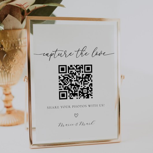 Leg het Love Wedding Photo Album QR Code vast Poster