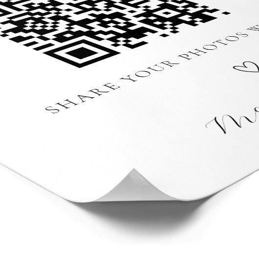Leg het Love Wedding Photo Album QR Code vast Poster (Hoek)