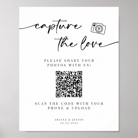 Leg het Love Wedding-teken vast met QR-code Poster (Voorkant)