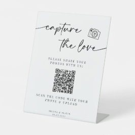 Leg het Love Wedding-teken vast met QR-code Reclamebord Met Voetstuk