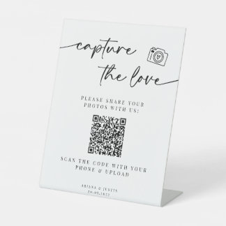 Leg het Love Wedding-teken vast met QR-code Reclamebord Met Voetstuk