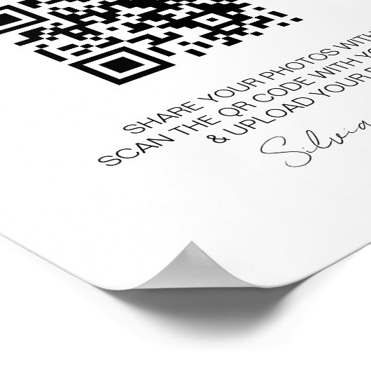 Leg het moment QR Code Wedding Minimal Foto vast Poster (Hoek)