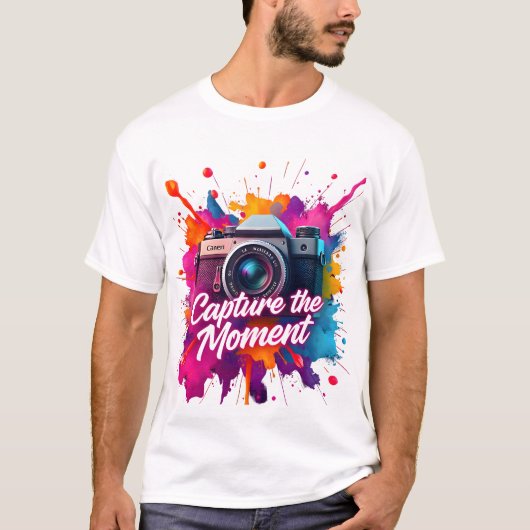 Leg het moment vast - Retro Camera Art T-shirt (Voorkant)