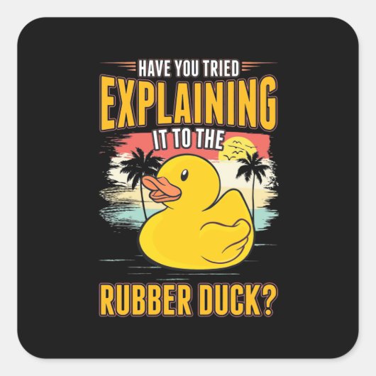 Leg het uit aan de rubberopleggers vierkante sticker (Voorkant)