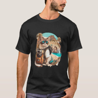 Leg je avonturen vast met het toeristenkat ontwerp t-shirt