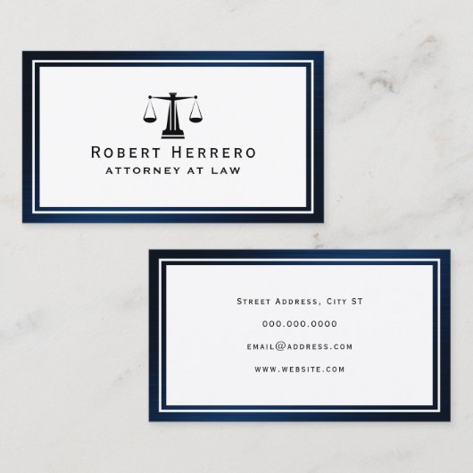 Legaal lijst van elegant blauw metaal visitekaartj visitekaartje (Voorkant / Achterkant)