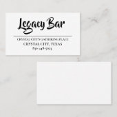 LEGACY BAR-VISITEKAARTJES VISITEKAARTJE (Voorkant / Achterkant)