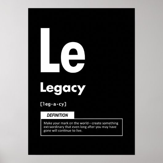 Legacy - element van succes - Motivatie Poster (Voorkant)