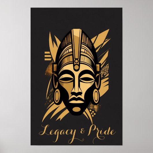 Legacy & Pride African Mask Art - Black History  Poster (Voorkant)