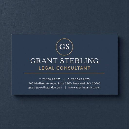 Legal Consultant Navy Blue Gold Luxury Visitekaartje