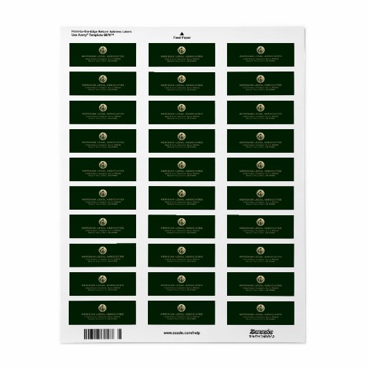 Legal Emblem Return Address Label (Full Sheet)