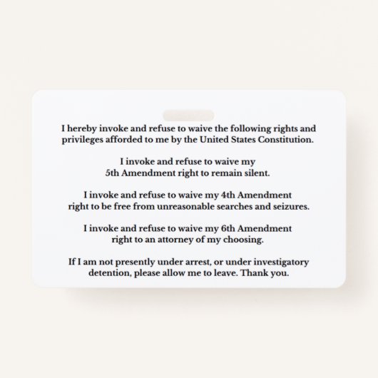 Legal Rights And Privileges Card Badge (Voorkant)
