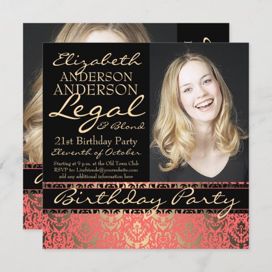 Legale en Blond Elegant en Funny Birthday Party Kaart (Voorkant / Achterkant)