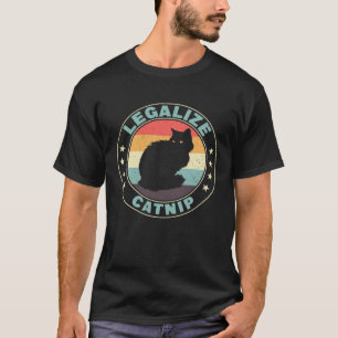 Legaliseer Katnip Moppie Kat Retro Bord Humor T-shirt