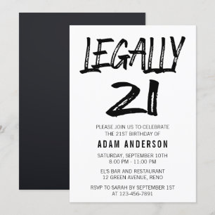 Legally 21 Modern Black and White 21st Birthday Kaart
