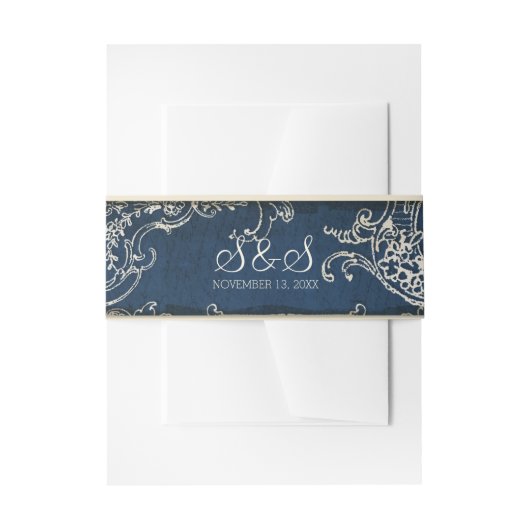  legance Wedding Toile Noite Belly Band Uitnodigingen Wikkel (Voorkant Voorbeeld)